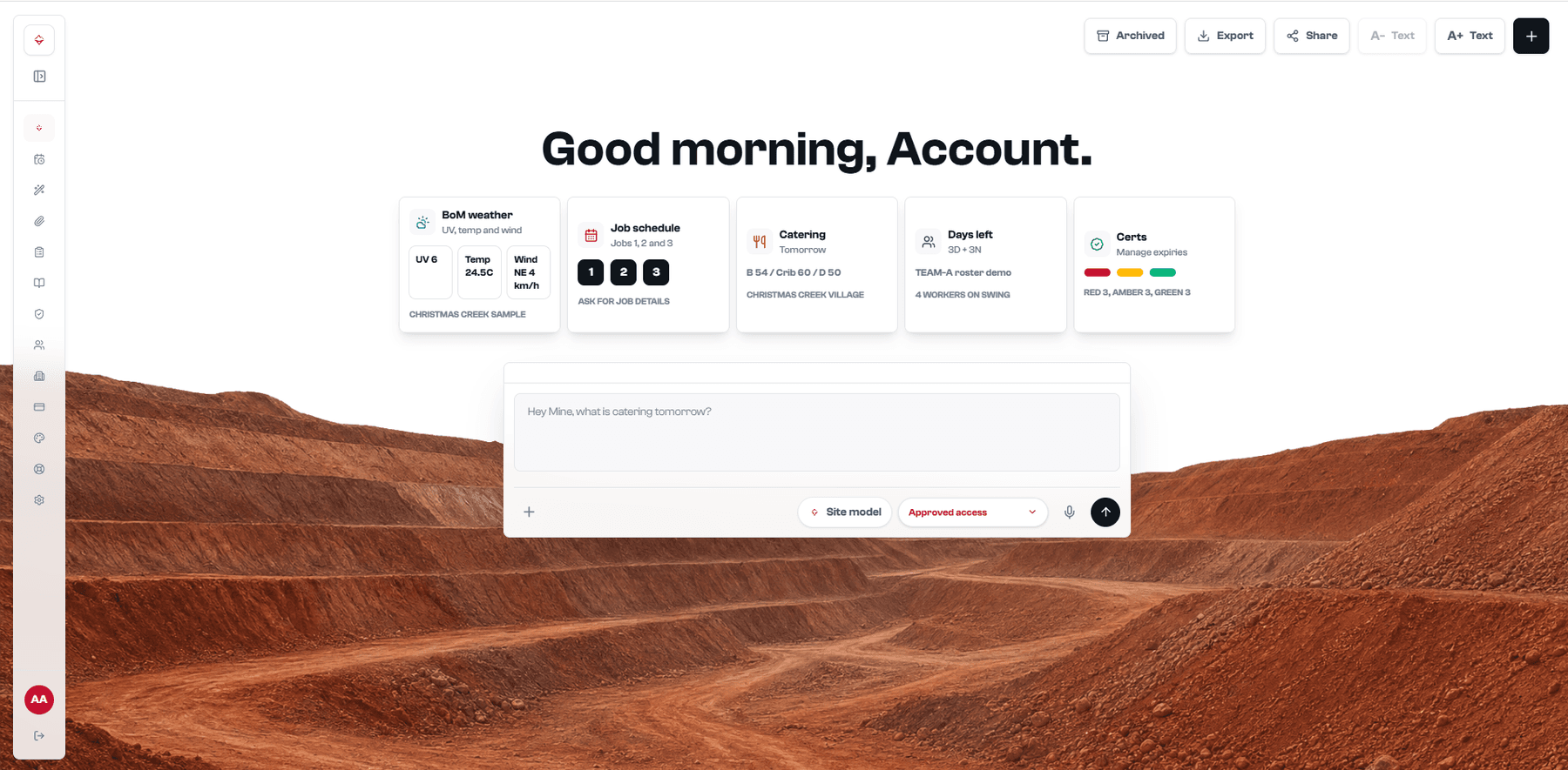 Site knowledge and evidence interface