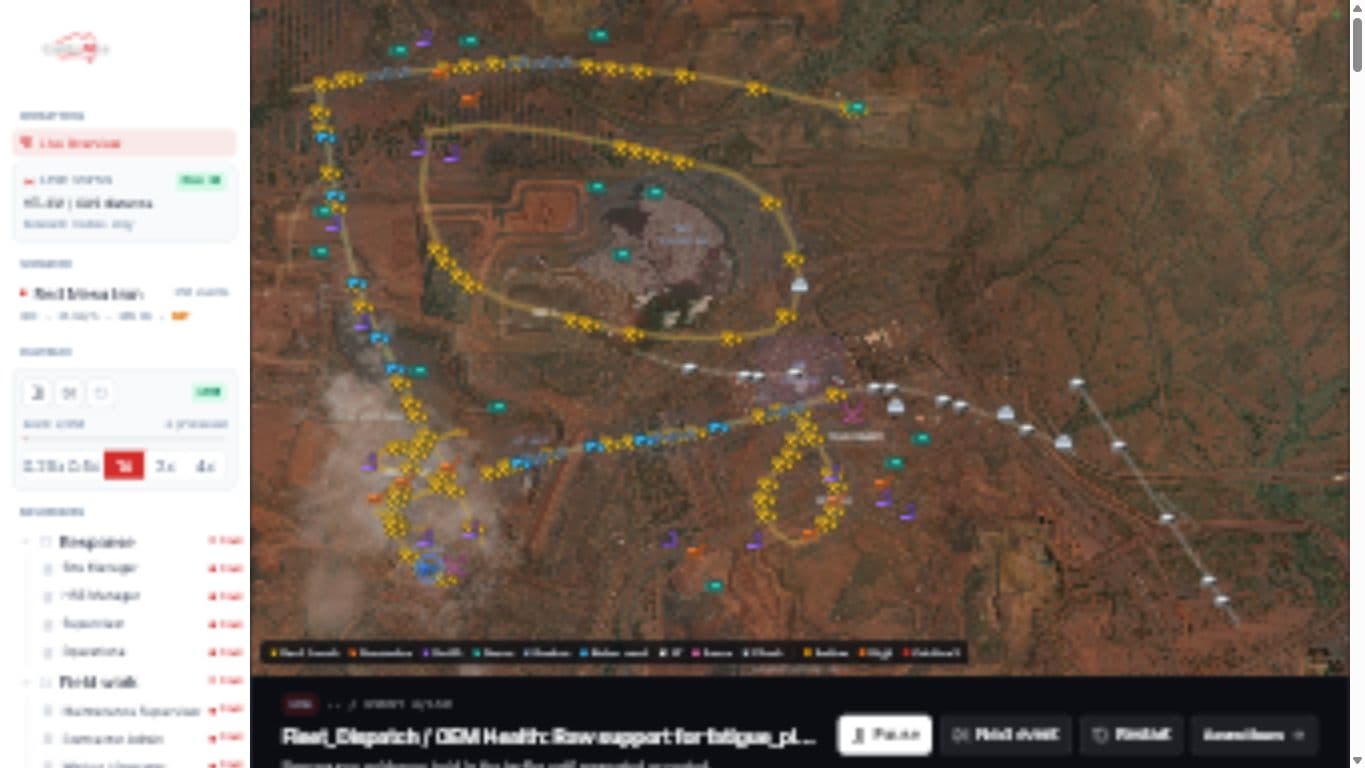 Mine events move across a site-specific operating picture